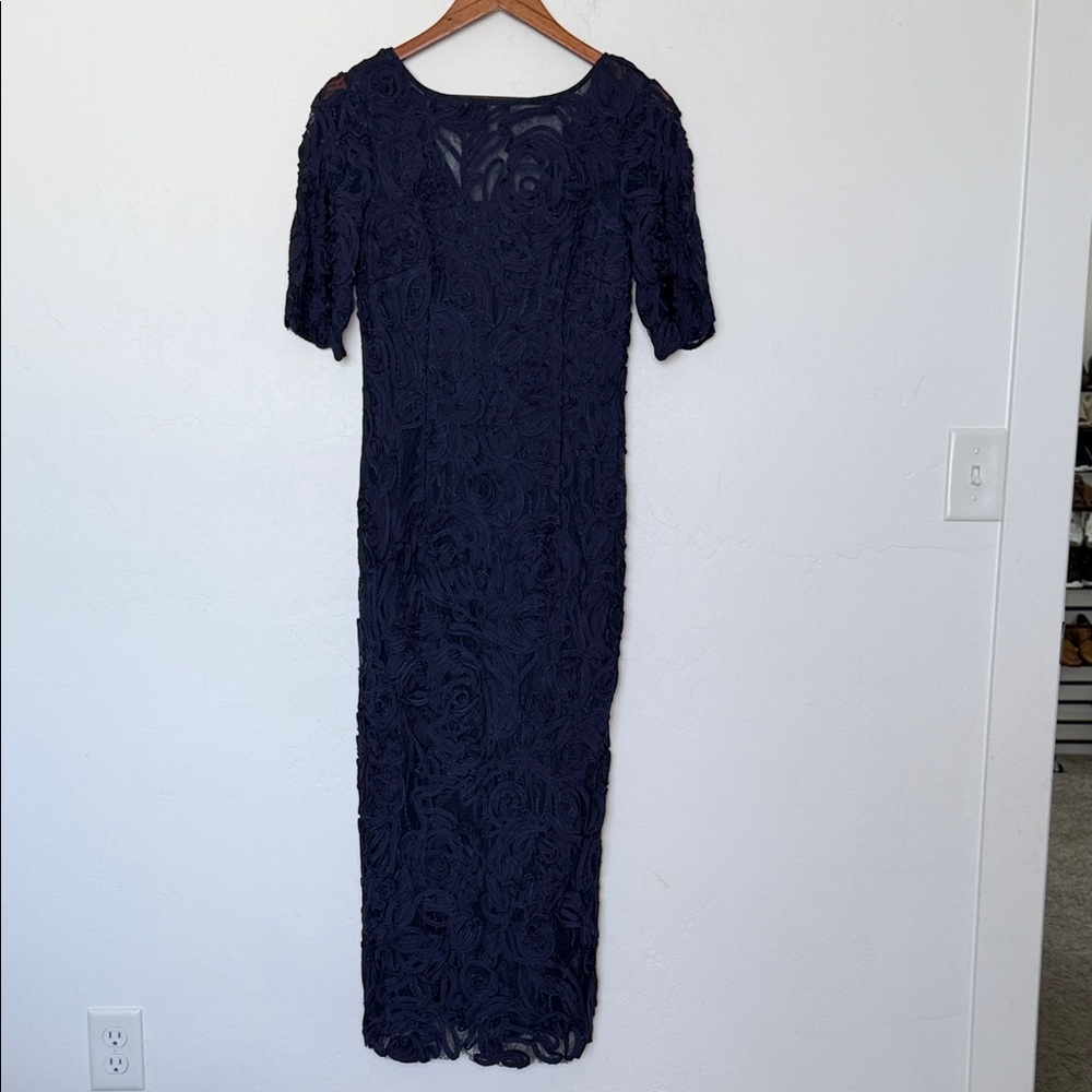 JS Collections Zaria Soutache Lace Sheath Midi Dress Navy Size 6 NWT - Picture 3 of 7